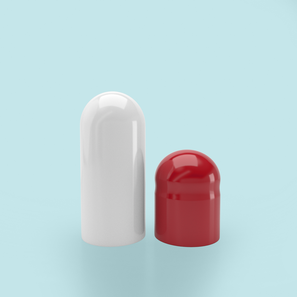 Colored Gelatin Capsules Size 0 Red/White (Box of 100,000) - Red/White