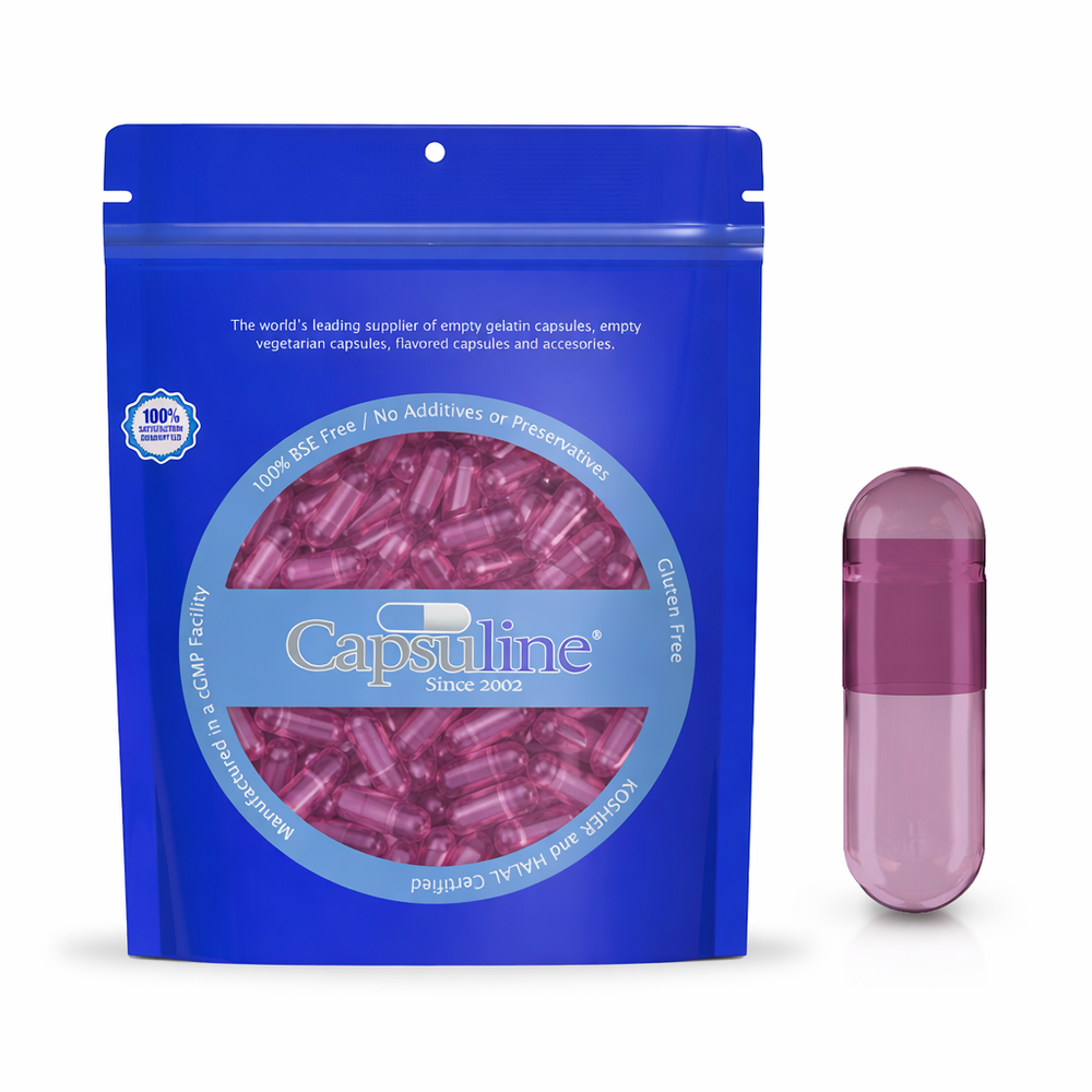 Capsuline Red Carrot Natural Colorant Empty Vegetarian Capsules Size 0 - Purple - TiO2-Free - 1,000 Count - 1000