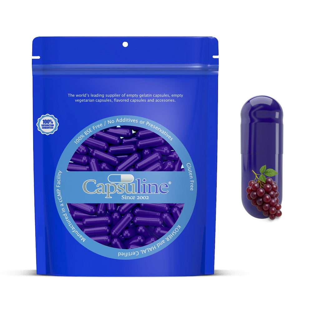 Cápsulas de gelatina con sabor a uva Tamaño 0 Púrpura/Púrpura - 1000 unidades - 1000