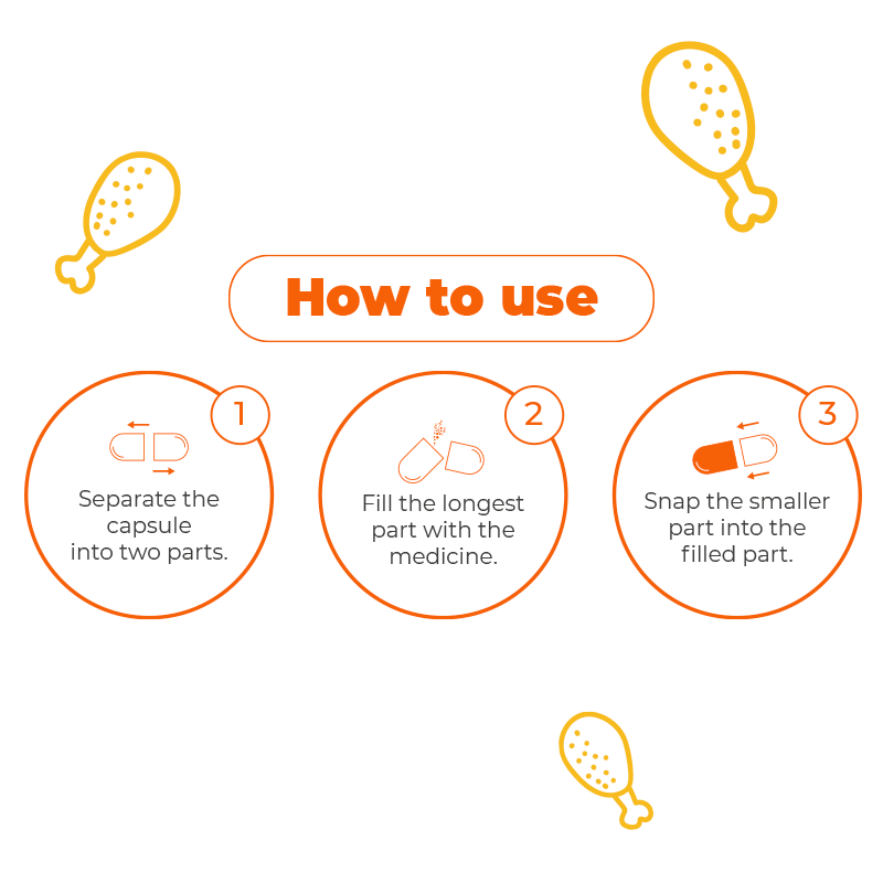 Capsuline PetCaps Capsules vides de gélatine aromatisées au poulet, taille 3, 100 unités - 100