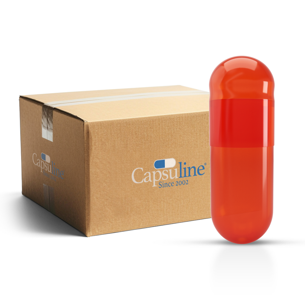 Sans dioxyde de titane (TiO2) - Capsules de gélatine vides colorées taille 00 (boîte de 75 000)