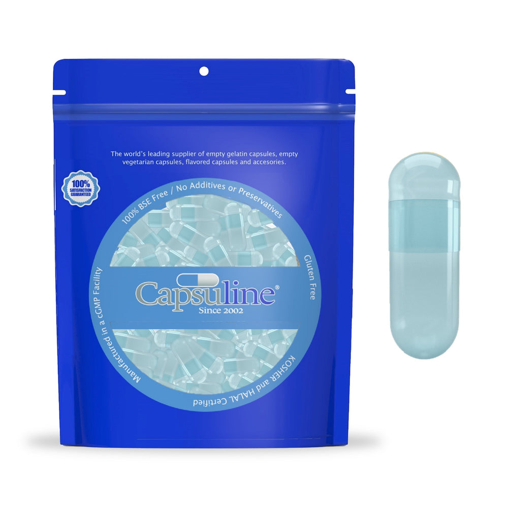 Capsuline Spirulina Colorante Naturale Capsule Vegetariane Vuote Misura 0 - Blu/Blu - Senza TiO2 - Conteggio 1.000 - 1000
