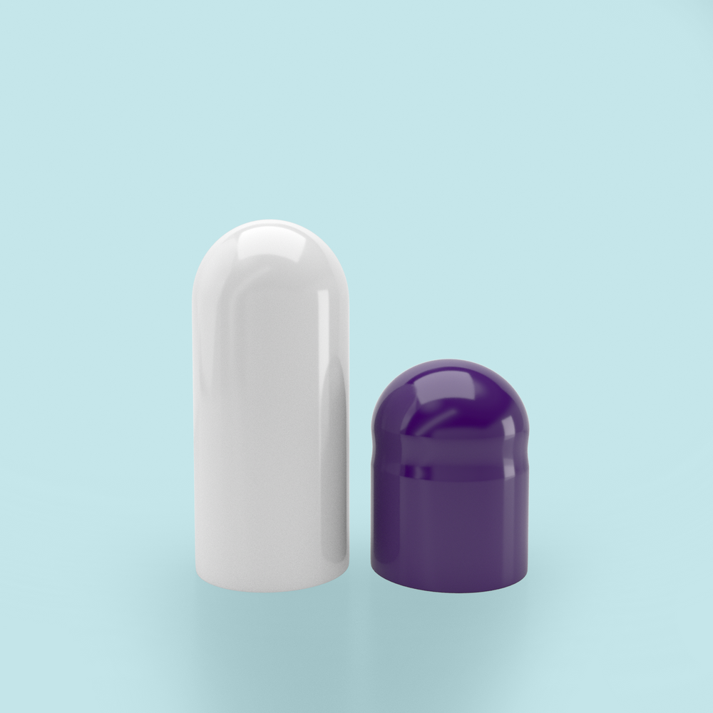 Colored Gelatin Capsules Size 00 Purple/White (Box of 75,000) - Purple/White