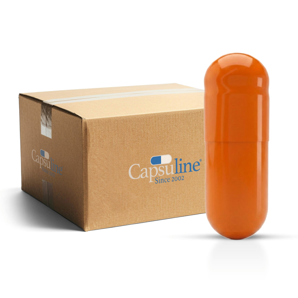 Colored Gelatin Capsules Size 0 Orange/Orange (Box of 100,000) - Orange