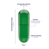 Capsuline Chlorophyll Empty Vegetarian Capsules Size 00 - Green/Green - TiO2-Free (Box of 75,000)