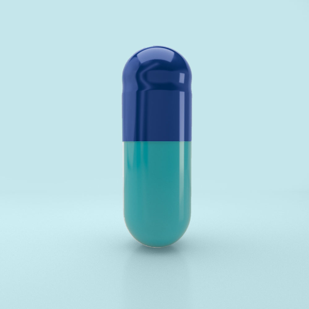 Cápsulas de gelatina coloreada tamaño 00 azul/verde (caja de 75.000) - azul/verde