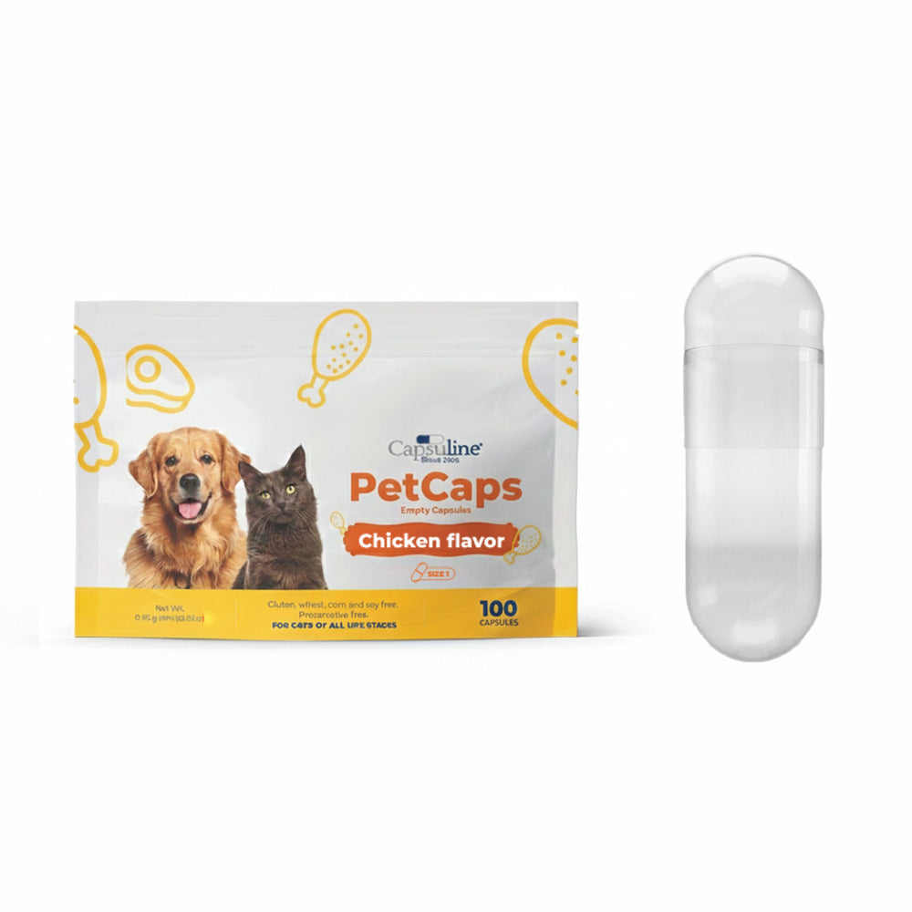 Capsuline PETcaps Capsules vides de gélatine aromatisée au poulet, taille 1 - 100 unités - 100