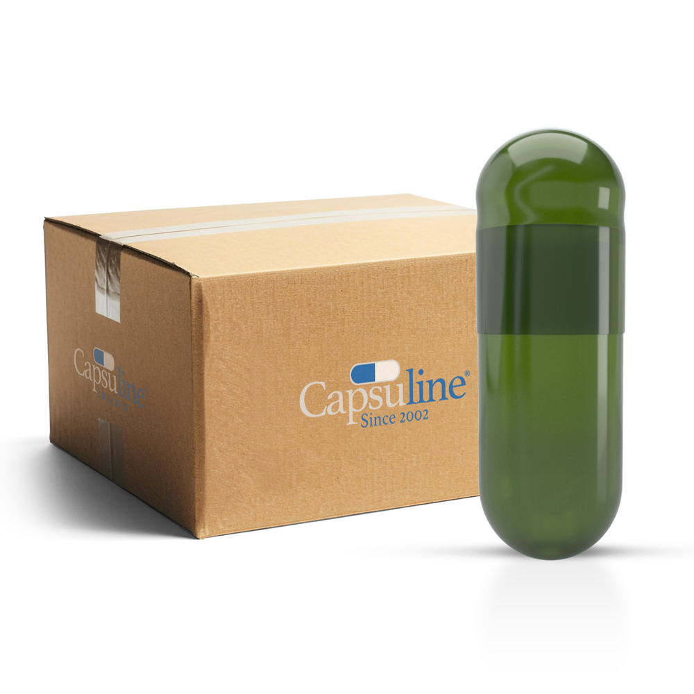 Leere vegetarische Chlorophyll-Kapseln der Größe 1 von Capsuline – Grün/Grün (Box mit 125.000 Stück) – Grün