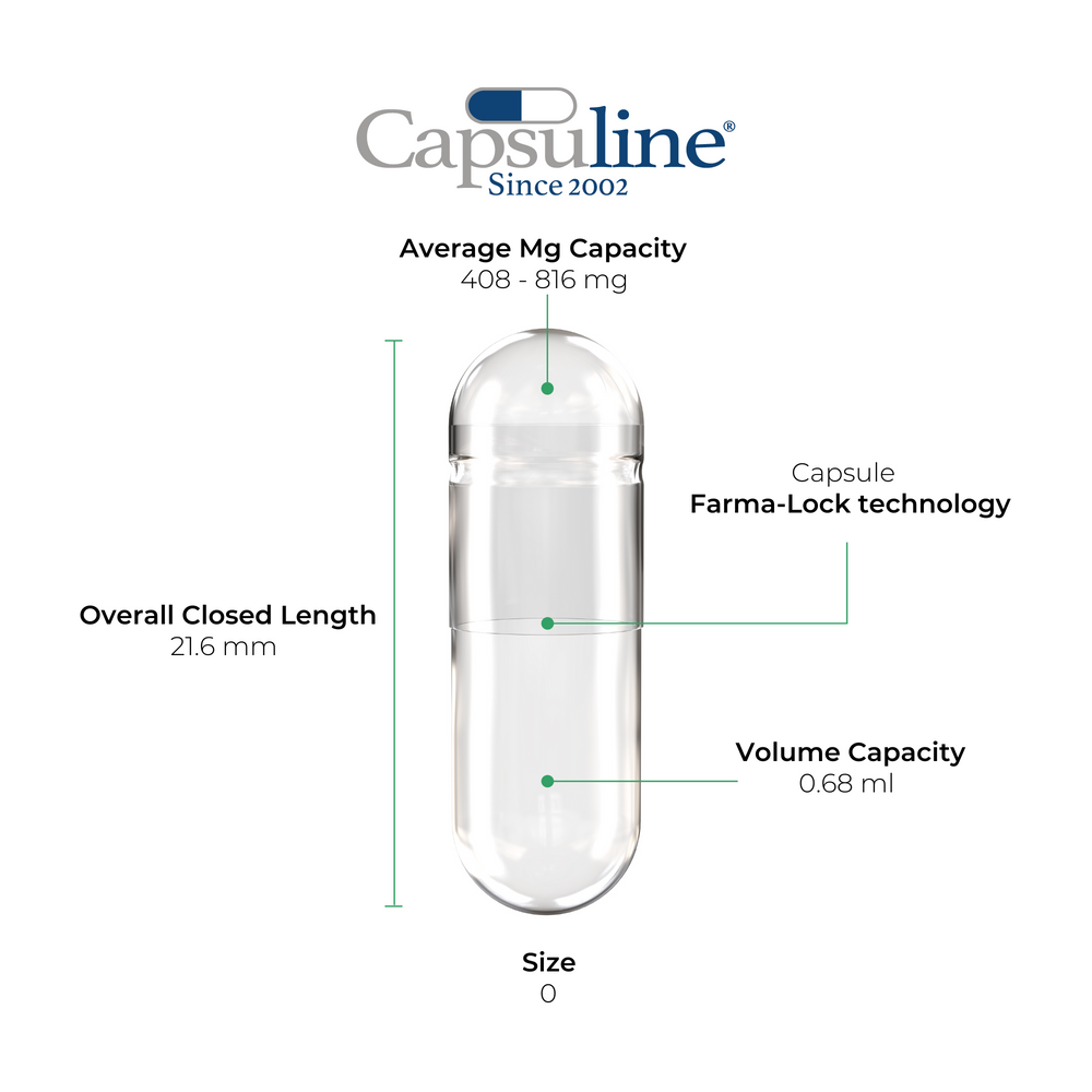 Capsules végétariennes vides de taille claire 0 par Capsuline - 1000 unités - 1000