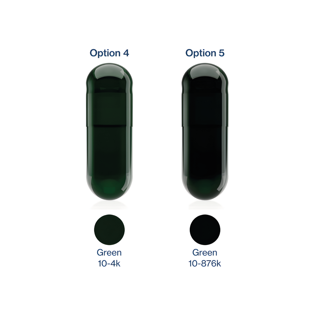 Capsuline Chlorophyll Empty Vegetarian Capsules Size 00 - Green/Green - TiO2-Free (Box of 75,000)