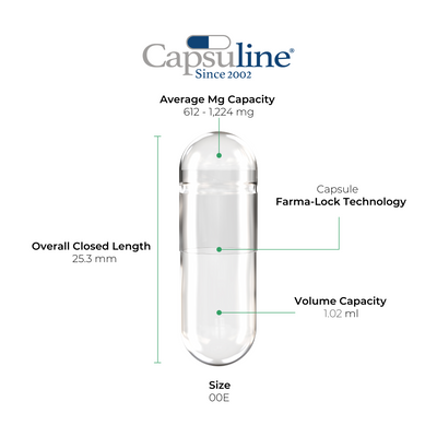 Capsuline Clear Gelatin Empty Capsules Size 00E - 500