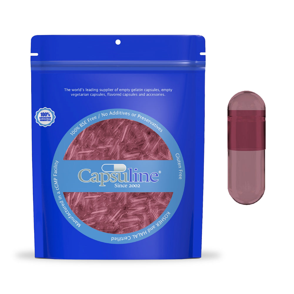 Frei von Titandioxid (TiO2) – violette karottenfarbene vegetarische Kapseln, Größe 0 – violett – 1000 Stück – 1000