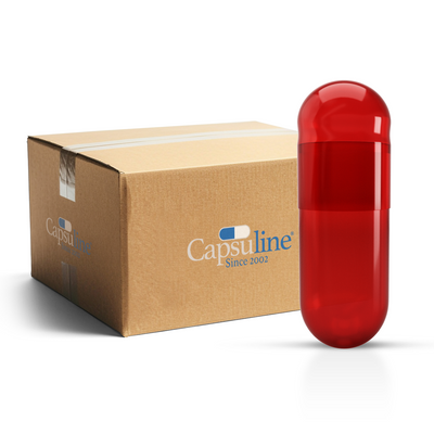 Titanium Dioxide (TiO2) Free - Colored Vegetarian Capsules Size 0 - Red/Red - (Box of 100,000) - Red