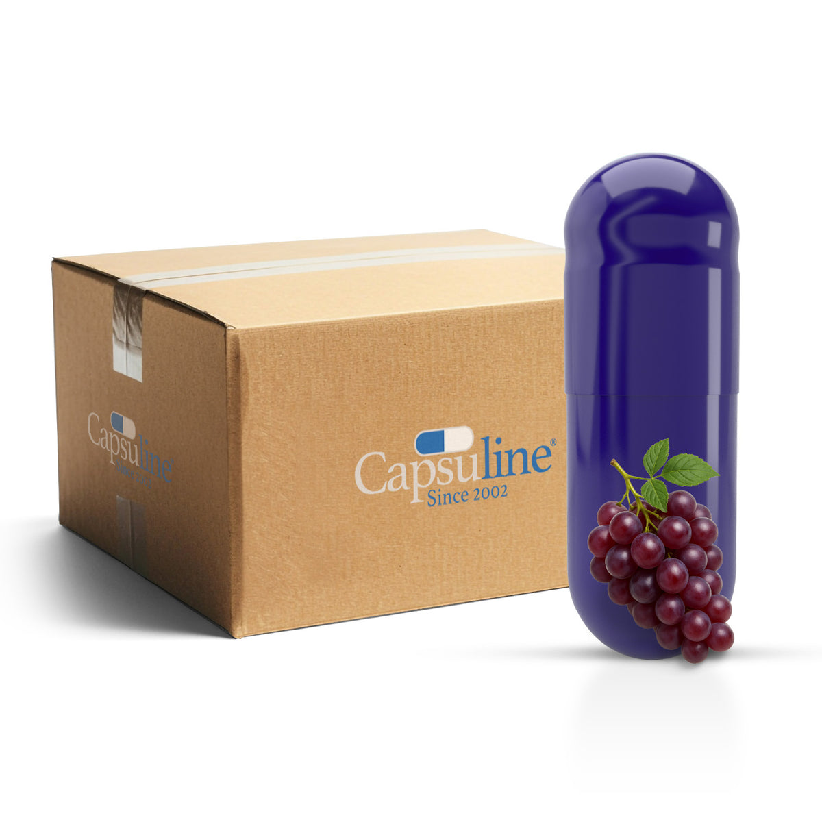 Cápsulas de gelatina con sabor a uva tamaño 0 morado/morado (caja de 100.000) - uva