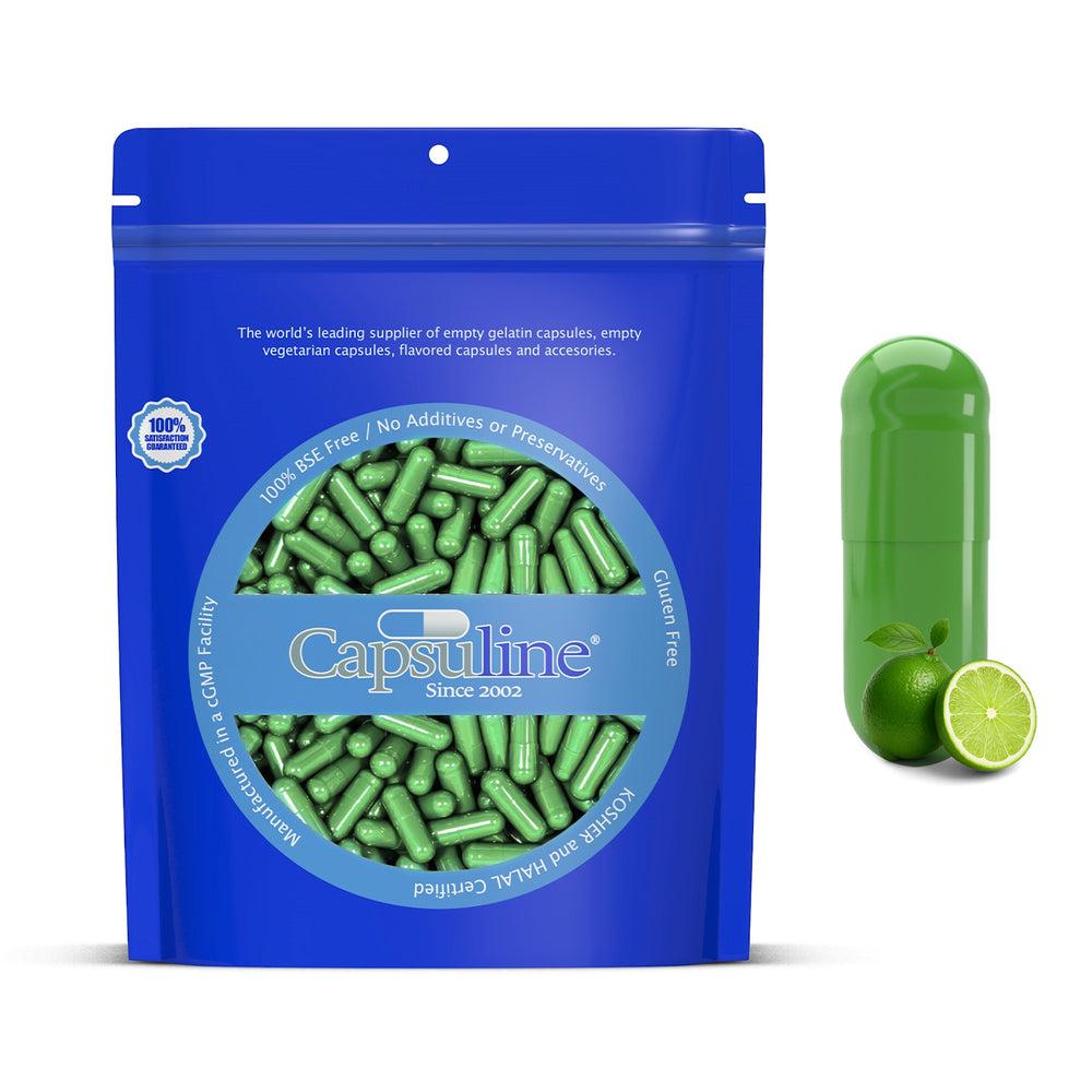 Capsules de gélatine aromatisées au citron vert Taille 0 Vert clair/Vert clair - 100 unités - 100