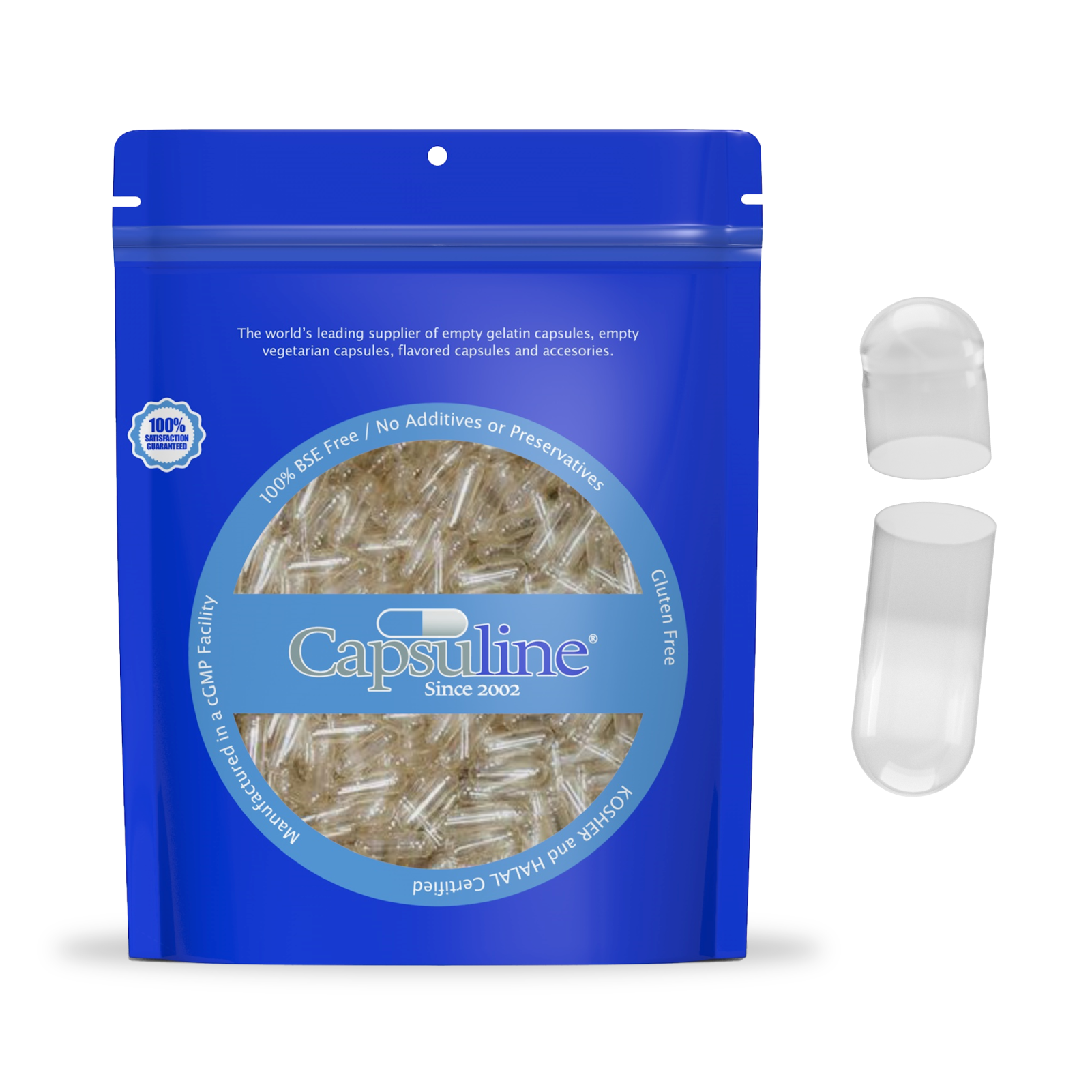 Capsuline Separated Size 0 Clear Gelatin Empty Capsules 1000 Count - 1000