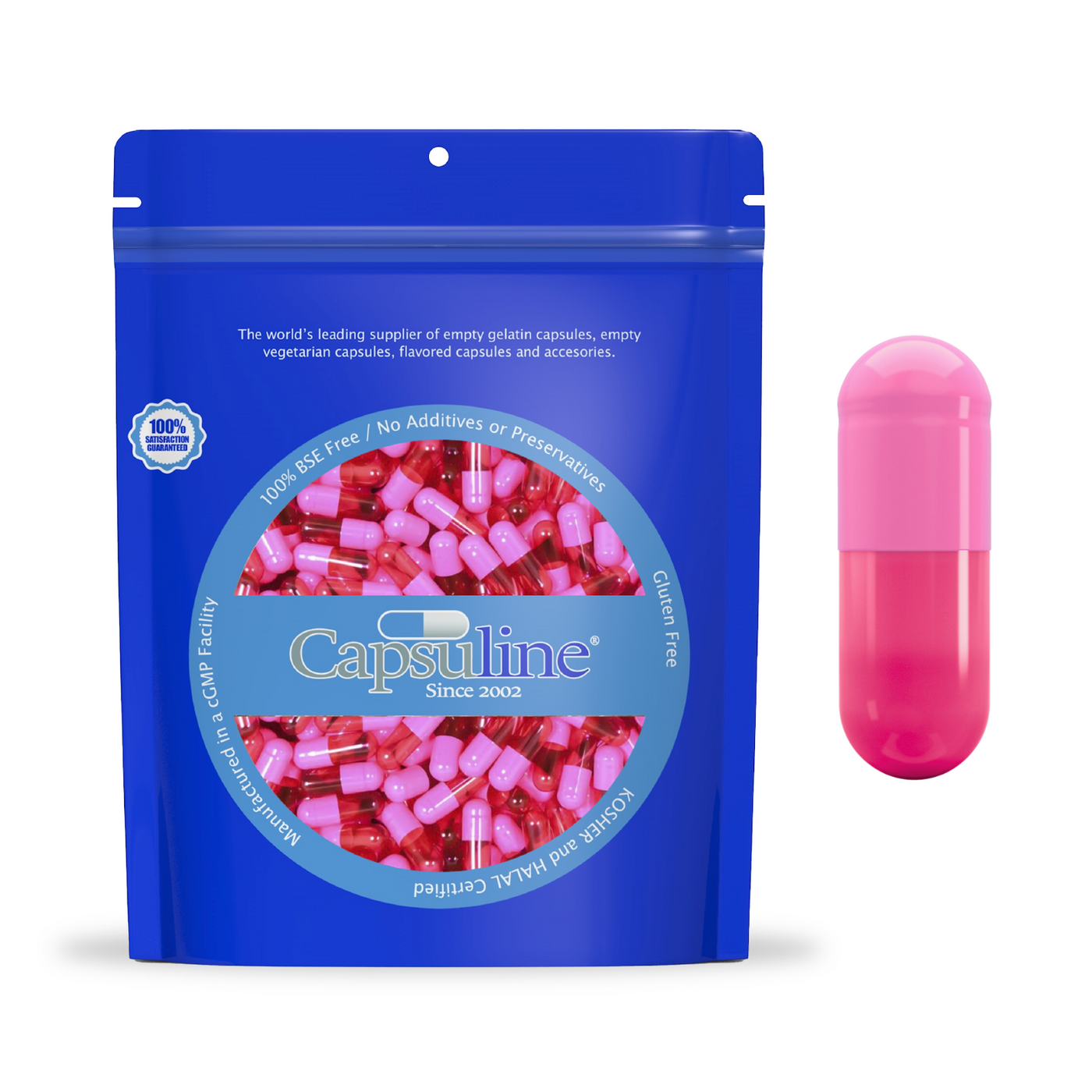 Colored Size 00 Empty Gelatin Capsules by Capsuline - Pink/Pink 10000 Count - 10000