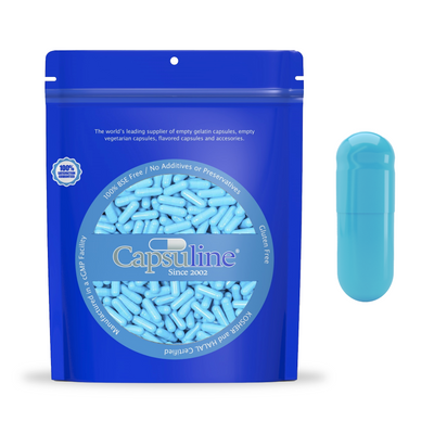 Colored Size 1 Empty Gelatin Capsules by Capsuline - Blue/Blue - 5000 Count - 5000