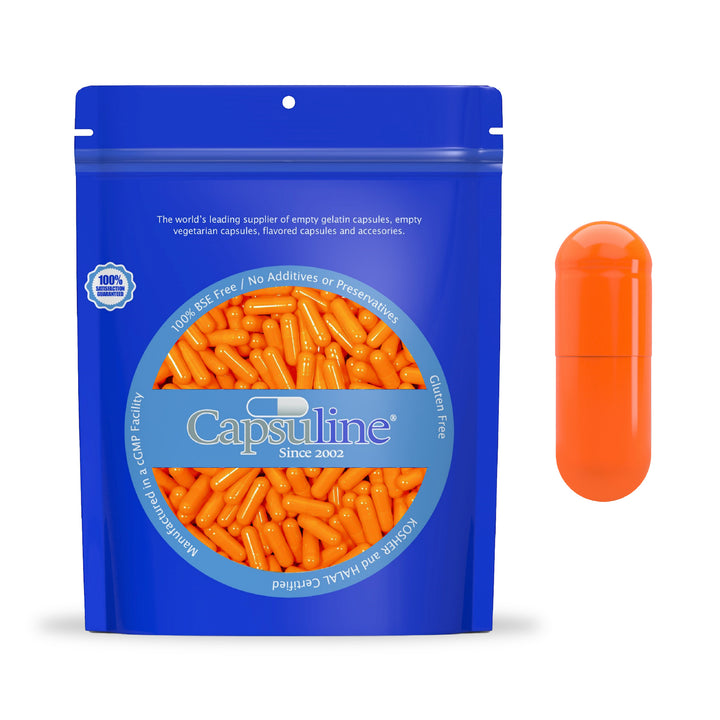 Cápsulas de gelatina vacías de color tamaño 000 de Capsuline - Naranja 1000 unidades - 1000