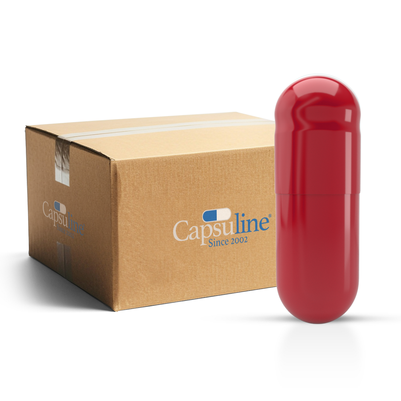 Colored Size 1 Empty Vegetarian Capsules by Capsuline - Red/Red (Box of 125,000) - Red