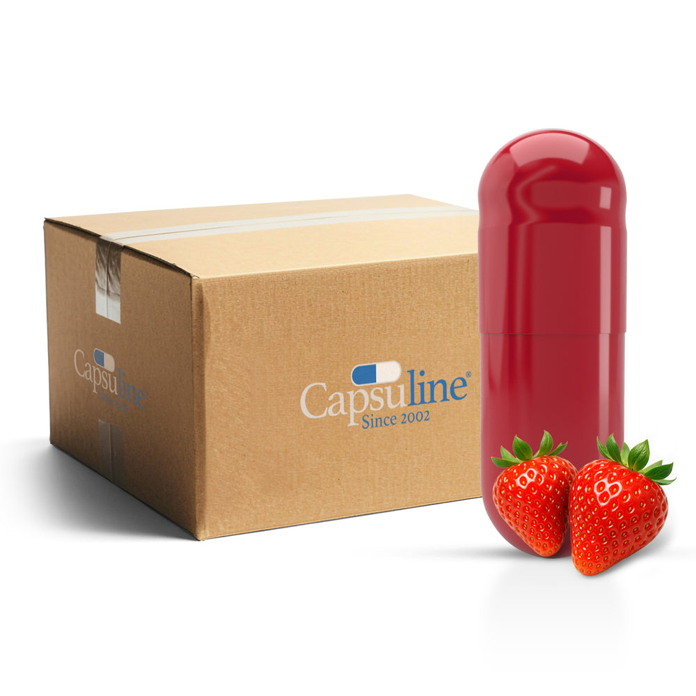 Cápsulas de Gelatina Sabor Fresa Tamaño 0 Rojo/Rojo (Caja de 100.000) - Fresa