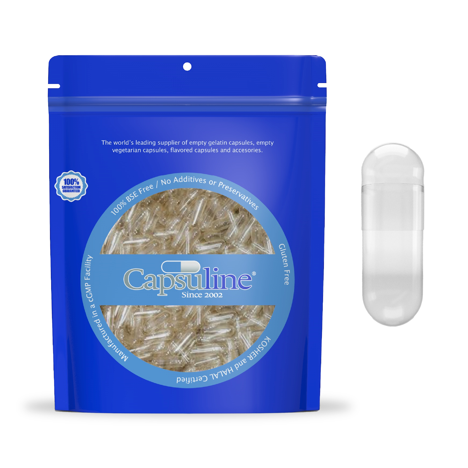Capsules de gélatine vides transparentes de taille 5 par Capsuline - 100 pièces - 100