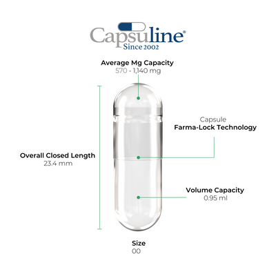 Capsuline Separated Size 00 Clear Vegetarian Empty Capsules