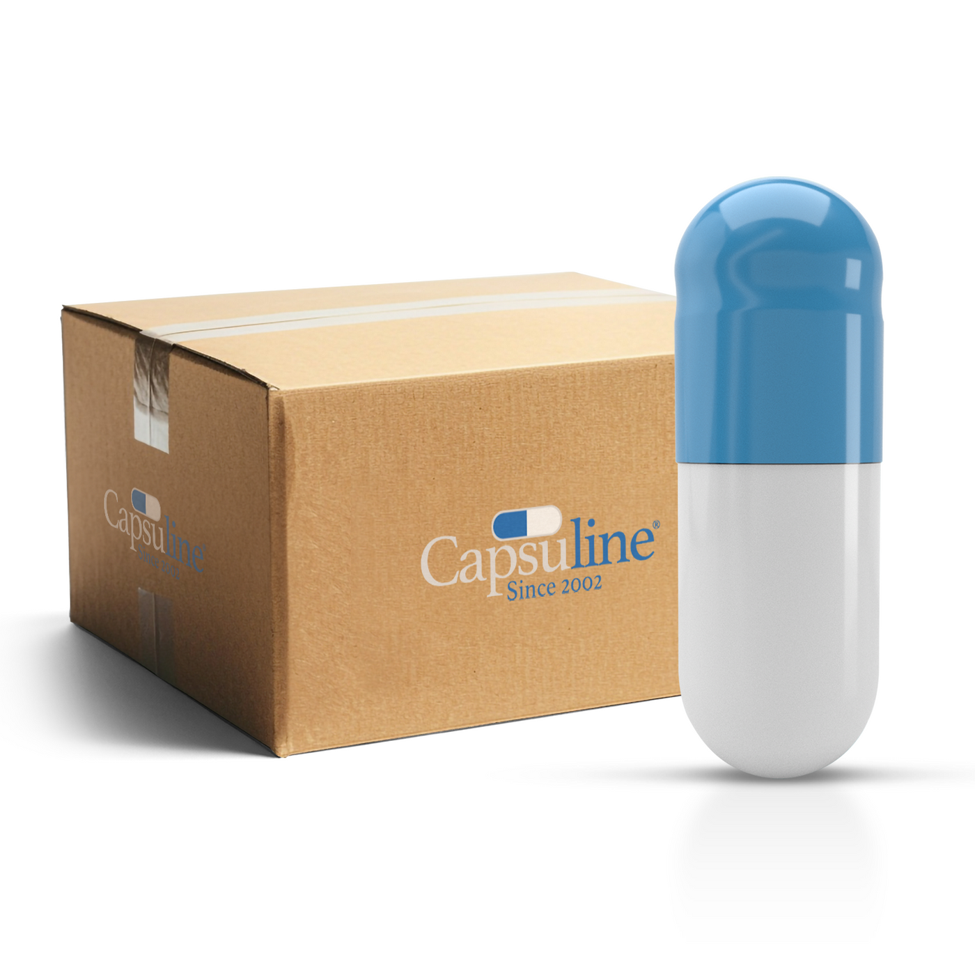 Colored Size 00 Empty Vegetarian Capsules by Capsuline - Blue/White (Box of 75,000) - Blue/White