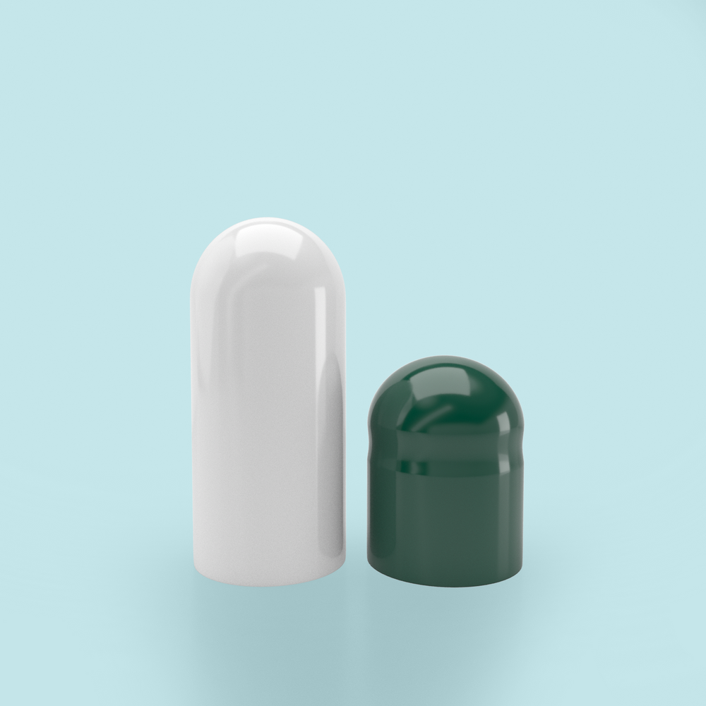 Colored Gelatin Capsules Size 0 Green/White (Box of 100,000) - Green/White