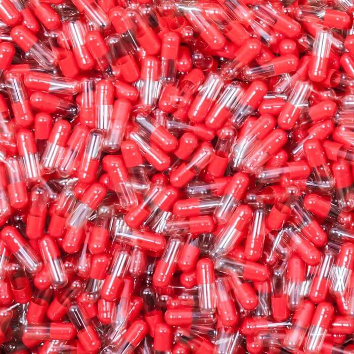 Colored Size 3 Empty Gelatin Capsules by Capsuline - Red/Clear - 5000 Count - 5000