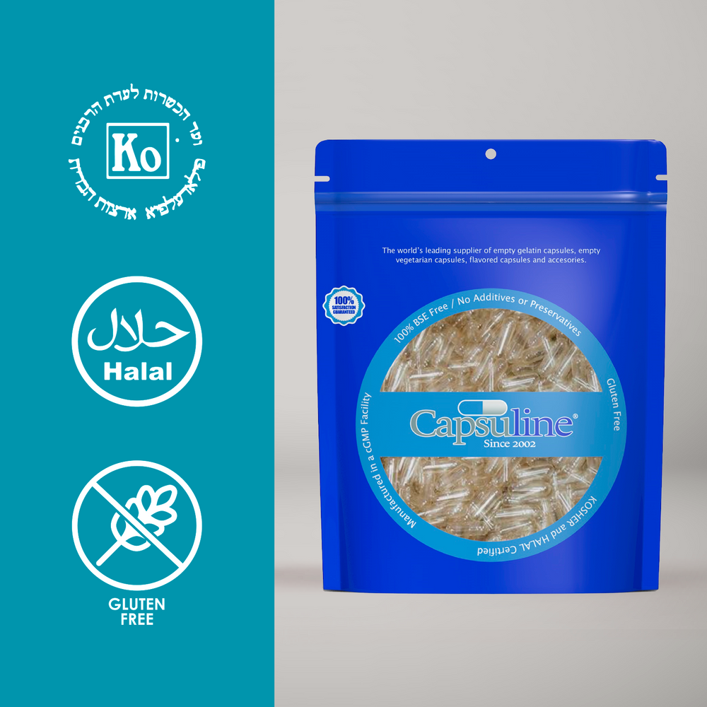 Capsuline PETcaps leere Gelatinekapseln mit Rindfleischgeschmack, Größe 1 – 100, Anzahl: 100