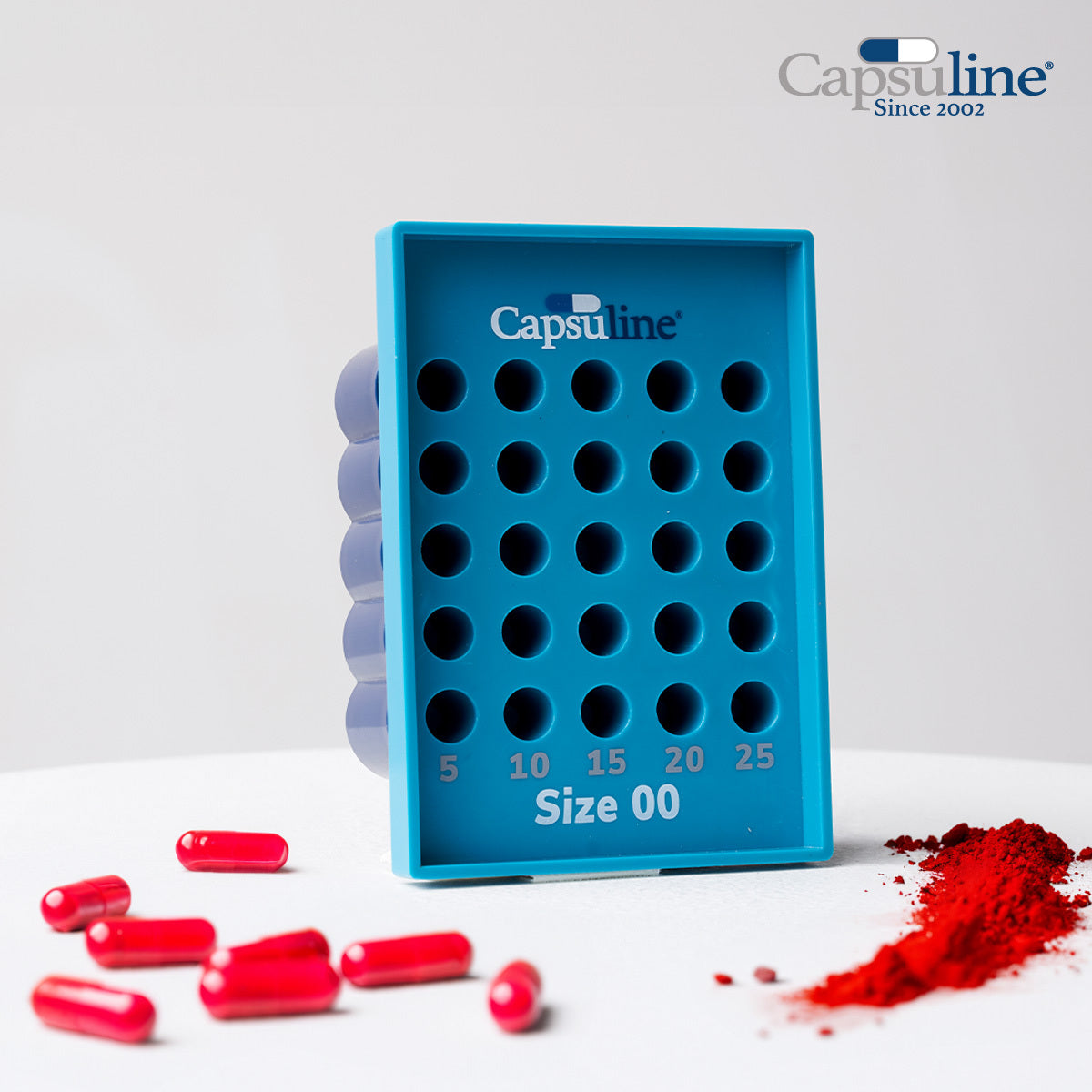 Capsules de gélatine vides de taille 00 transparentes par Capsuline - 1000 pièces + plateau de maintien taille 00 pour 25 capsules