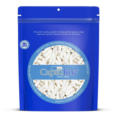 Colored Size 0 Empty Gelatin Capsules by Capsuline - White/White 1000 Count - 1000