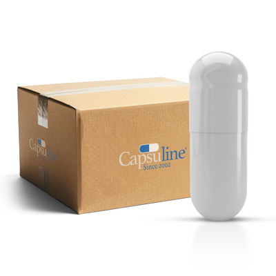 Colored Size 4 Empty Vegetarian Capsules by Capsuline - White/White (Box of (250,000) - White