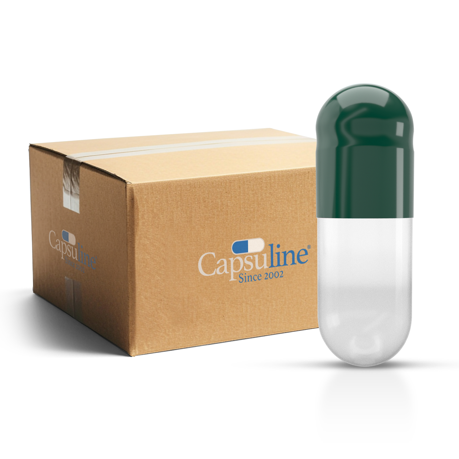Capsules de gélatine colorées taille 0 vert/transparent (boîte de 100 000) - vert/transparent