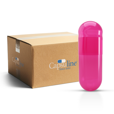 Titanium Dioxide (TiO2) Free - Colored Gelatin Capsules Size 00 Pink/Pink (Box of 75,000) - Pink