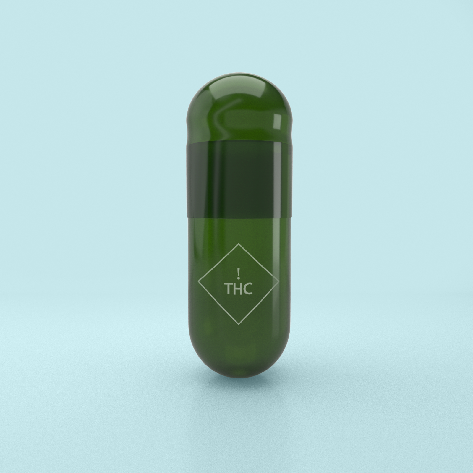 Cápsulas vacías vegetarianas de dos piezas de colores impresas con THC, tamaño 00 - Verde translúcido - (Caja de 75.000) - ¡THC! Logotipo impreso