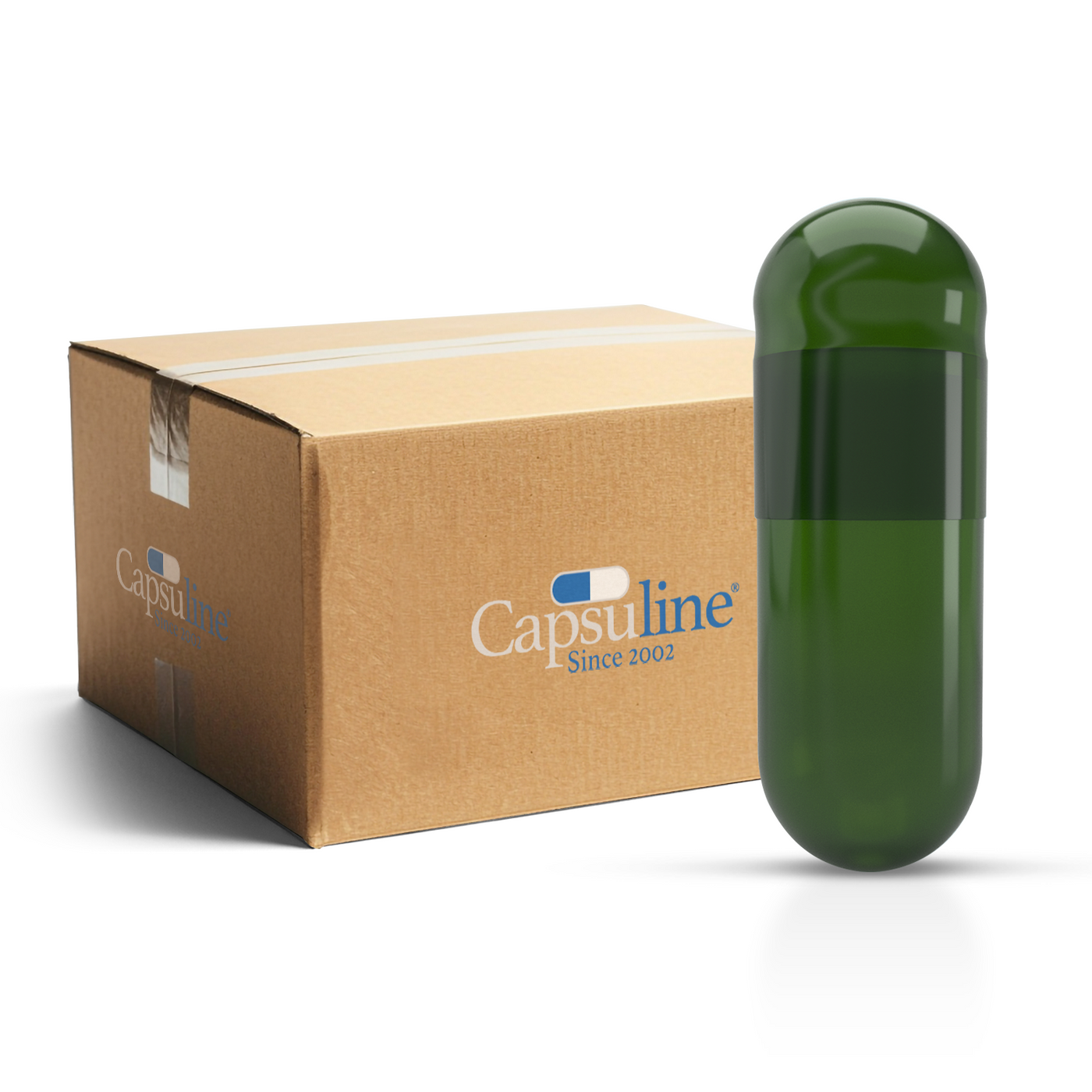 Size 00 Chlorophyll Empty Vegetarian Capsules by Capsuline - Green/Green (Box of 75,000)