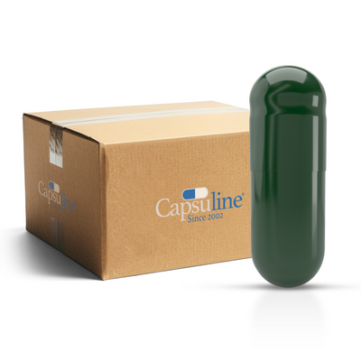 Size 3 Chlorophyll Empty Vegetarian Capsules by Capsuline - Green/Green (Box of 100,000) - Natural Green