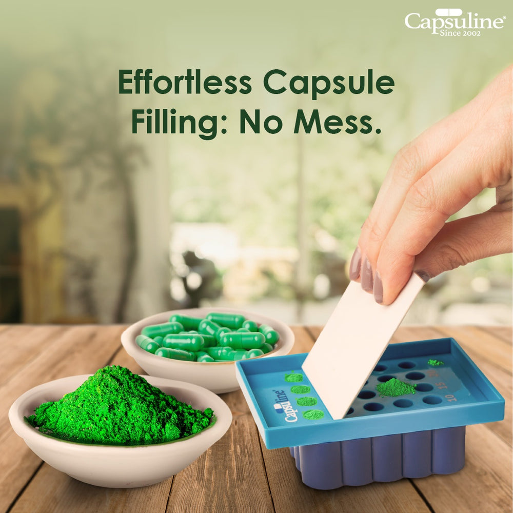 Capsules de gélatine vides de taille 00 transparentes par Capsuline - 1000 pièces + plateau de maintien taille 00 pour 25 capsules