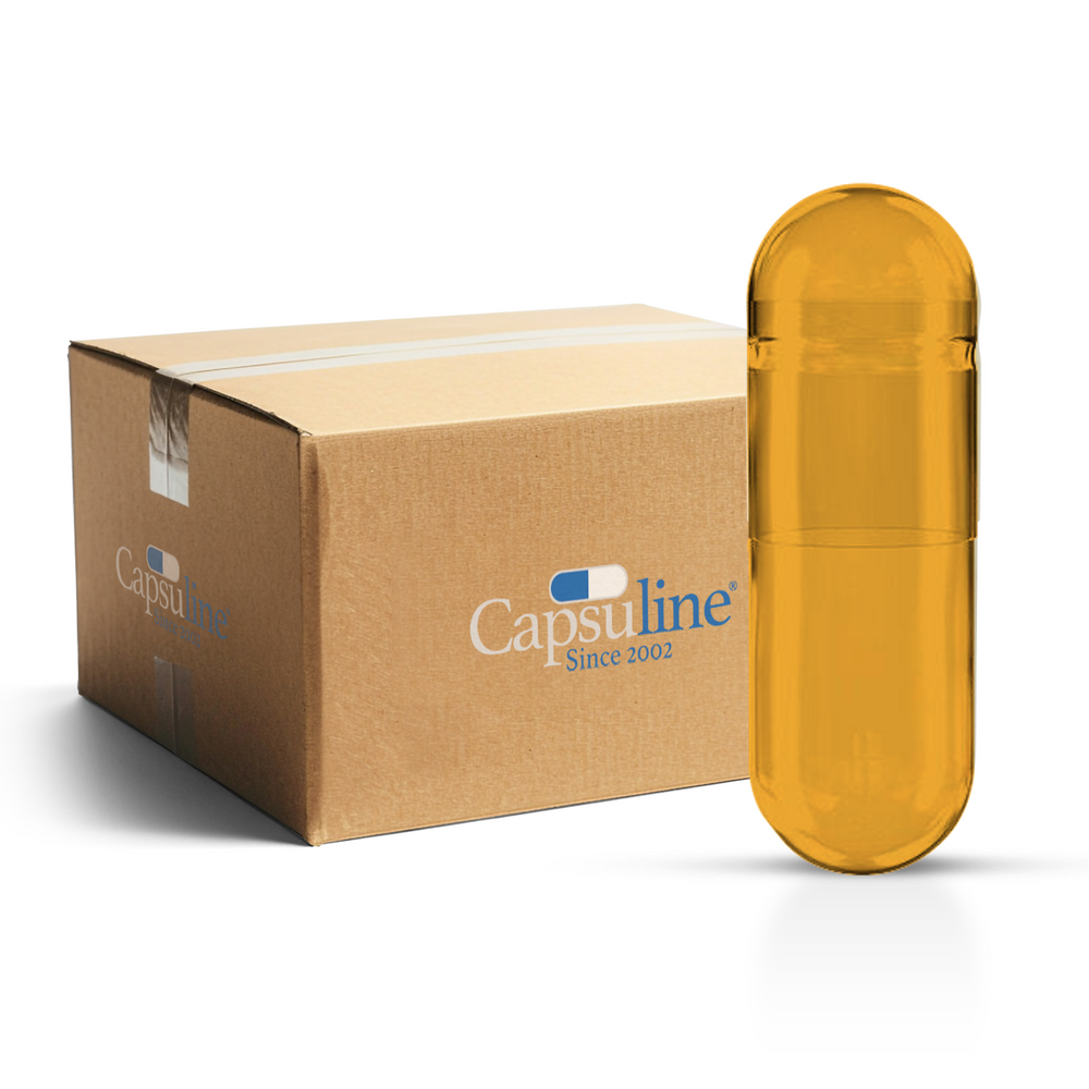 Capsuline Anatto Cápsulas vegetarianas vacías Tamaño 1 - Colorante natural amarillo/amarillo - Sin TiO2 (Caja de 125.000)