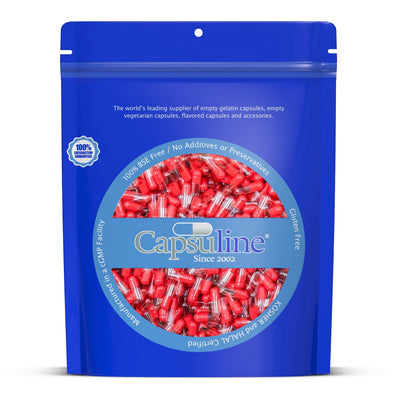 Colored Size 3 Empty Gelatin Capsules by Capsuline - Red/Clear - 5000 Count - 5000