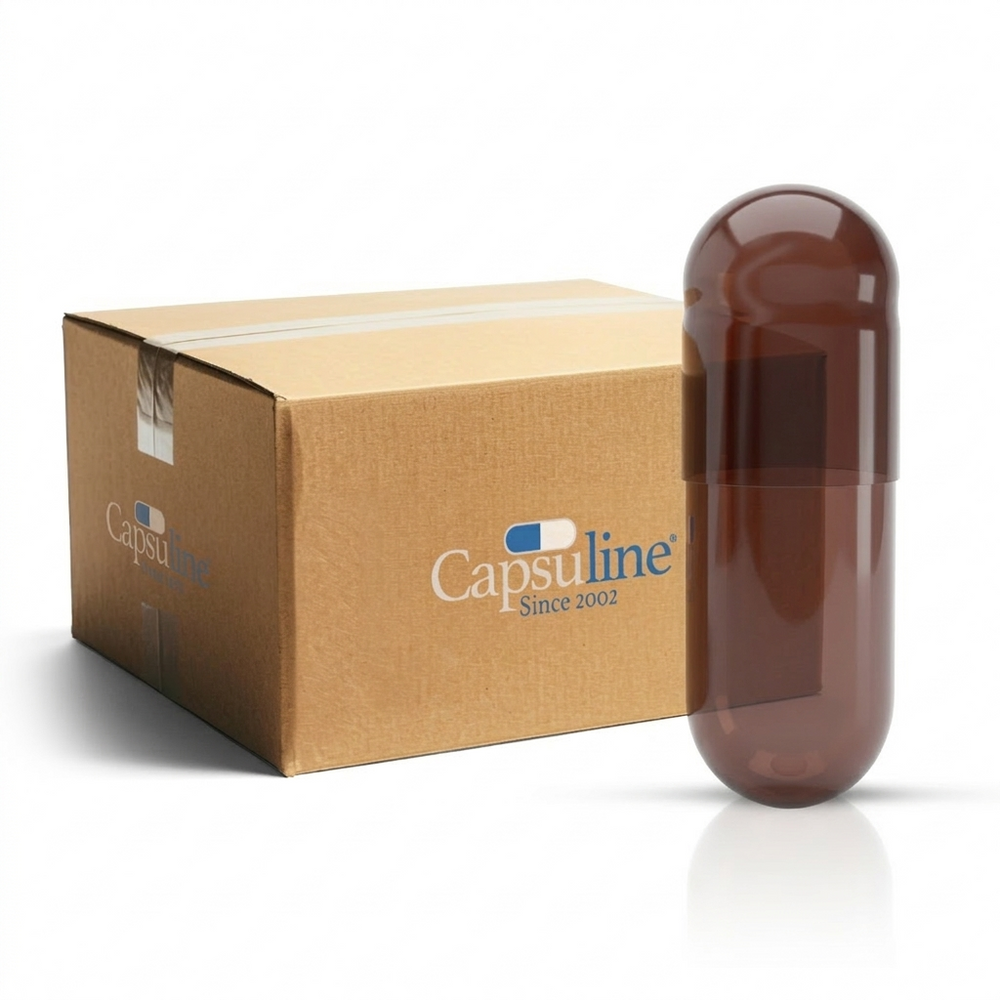 Capsuline Brown Carrot Colorante Natural Cápsulas Vegetarianas Vacías Tamaño 1 – Marrón/Marrón – TiO2 – Gratis (Caja de 125.000)