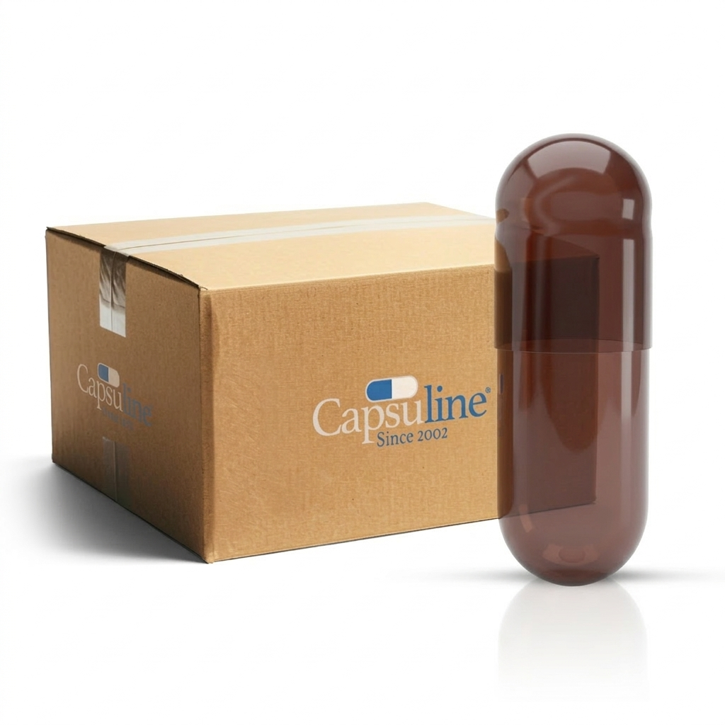 Capsuline Brown Carrot Colorante Natural Cápsulas Vegetarianas Vacías Tamaño 1 – Marrón/Marrón – TiO2 – Gratis (Caja de 125.000)