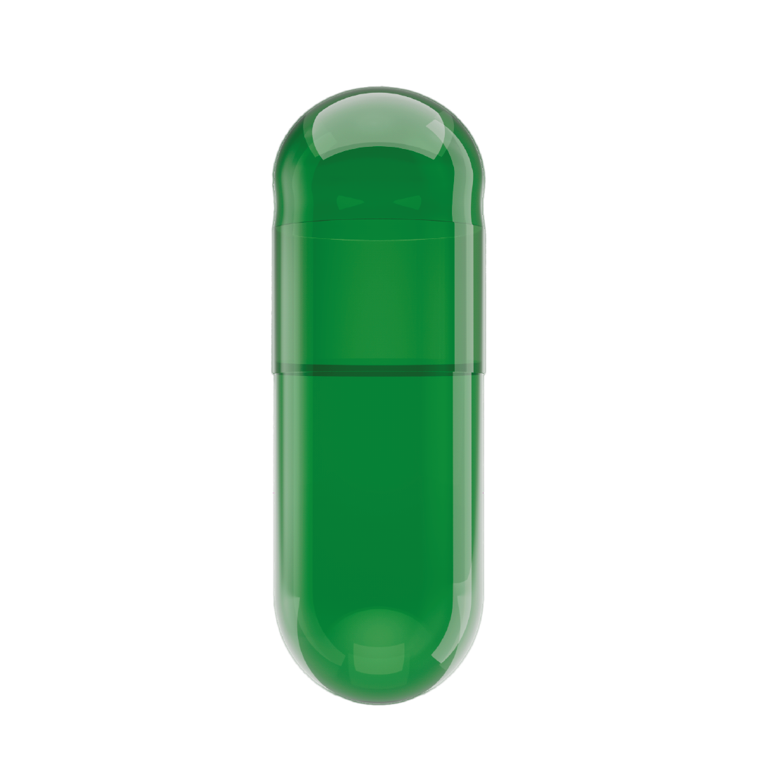 Capsuline Chlorophyll Empty Vegetarian Capsules Size 0  - Green/Green - TiO2-Free (Box of 100,000)