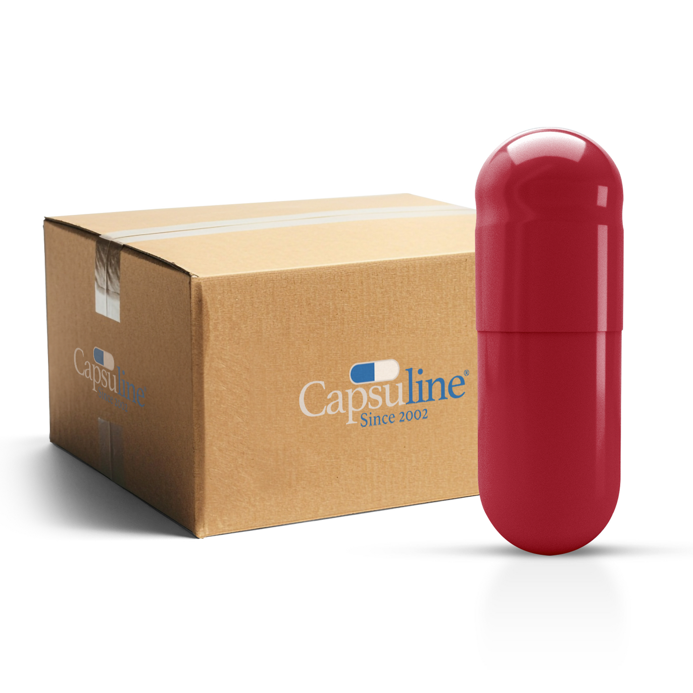 Colored Size 00 Empty Vegetarian Capsules by Capsuline - Red/Red (Box of 75,000) - Red