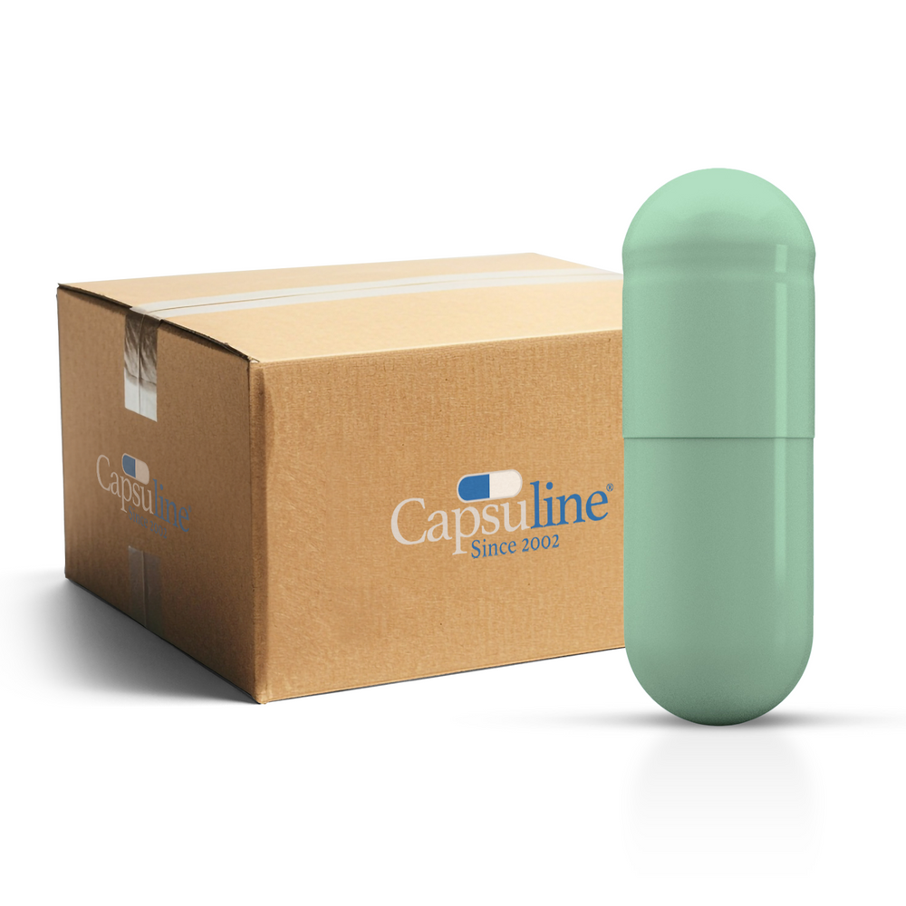Capsule Vegetariane Vuote Colorate Misura 0 di Capsuline - Verde Salvia - Scatola da 100.000 - Verde Salvia