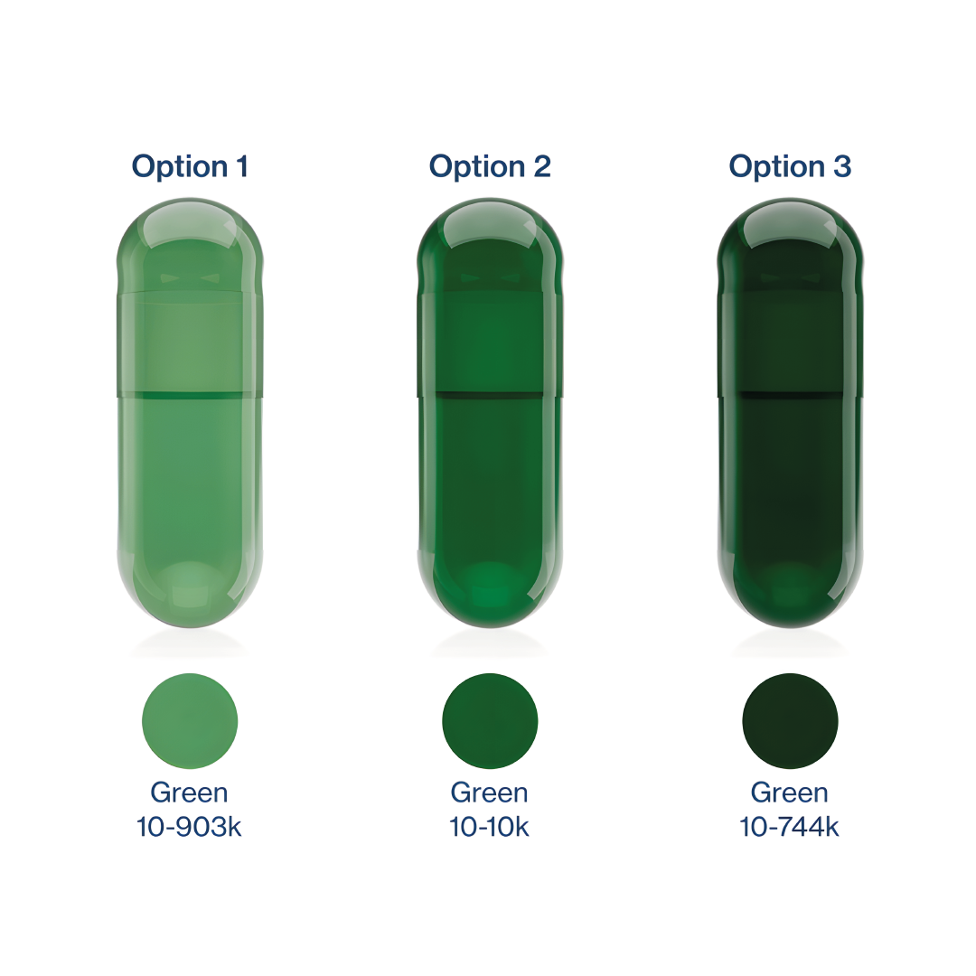 Capsuline Chlorophyll Empty Vegetarian Capsules Size 0  - Green/Green - TiO2-Free (Box of 100,000)