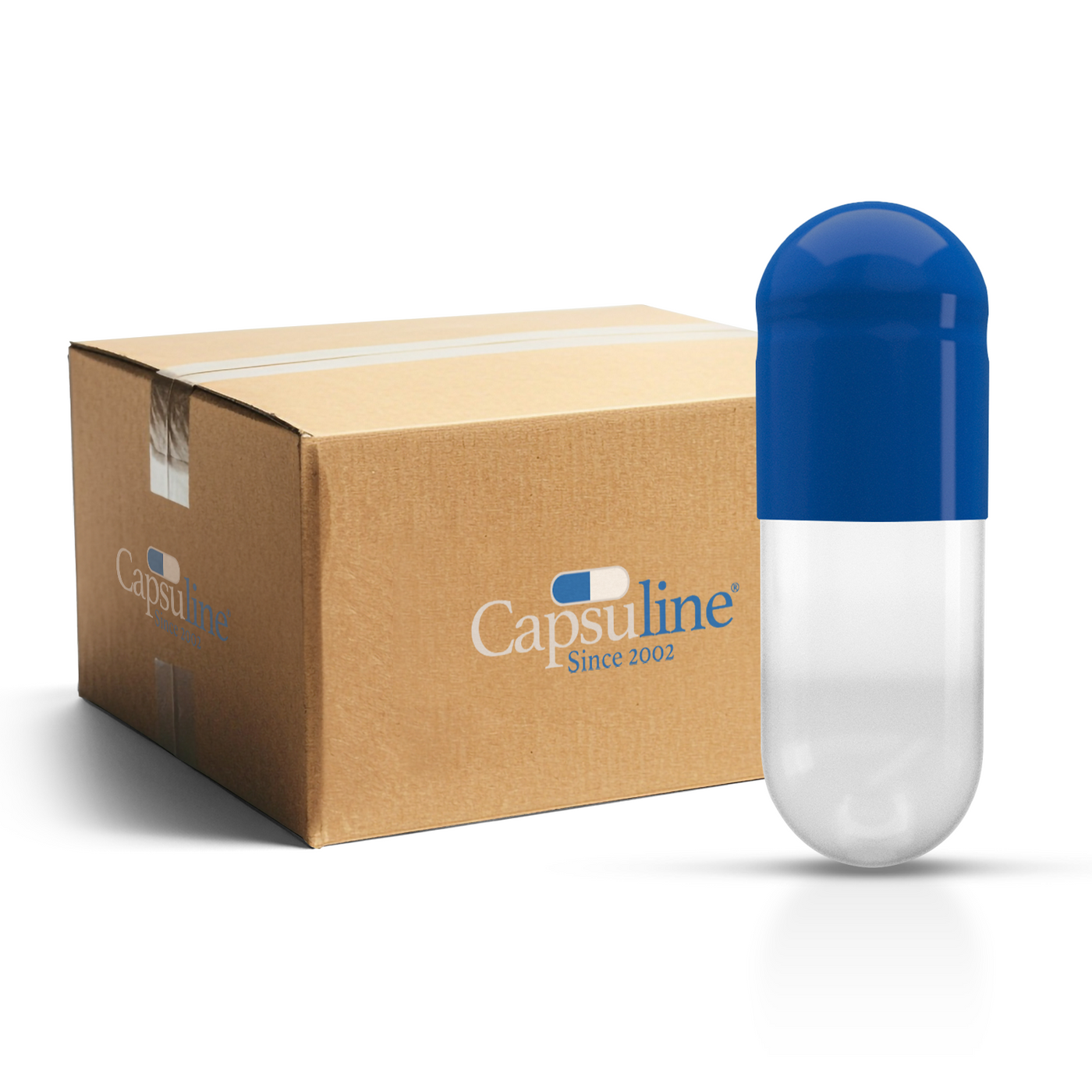Colored Gelatin Capsules Size 4 Blue/Clear (Box of 250,000) - Blue/Clear
