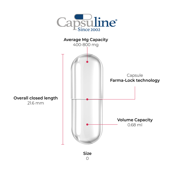 Colored Size 0 Empty Gelatin Capsules by Capsuline - White/White 1000 Count - 1000